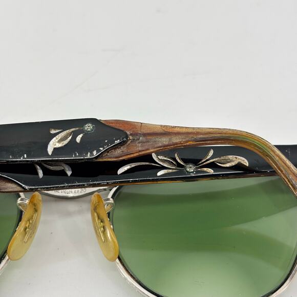 Vtg Sunglasses 50s 60s Shuron Ronsir Browline Eyeglasses Cat Eyes Etched Alumin main image 7